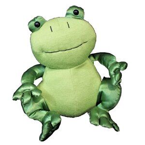 Cozy Cuddles 2009 Plush Stuffed 11" Green Frog Toy Knit and Silky Vintage Toy